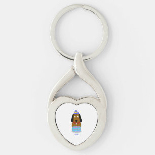Nyckelkedjan grattis på födelsedagen Valp Twisted  Heart Silverfärgad Nyckelring