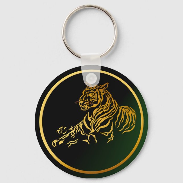 Nyckelkedjan guld Tiger Nyckelring (Framsida)