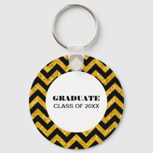Nyckelkedjan gult Chevron Glitter Studenten Nyckelring