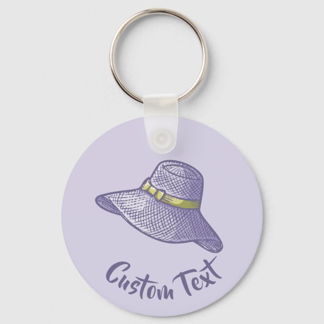Nyckelkedjan Hand plockade Straw Hat Lilac Nyckelring (Framsida)