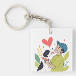 Nyckelkedjan Heartwarm Boy Hugger Hund