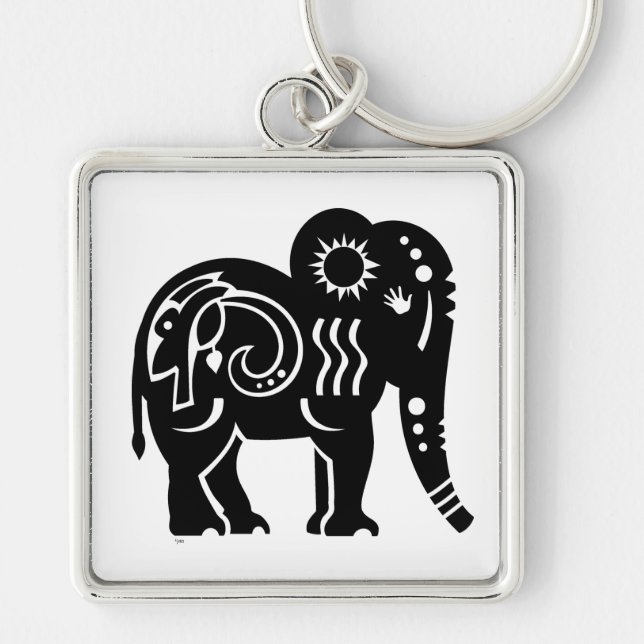 Nyckelkedjan Helig Giant (svart) Fyrkantig Silverfärgad Nyckelring (Framsidan)