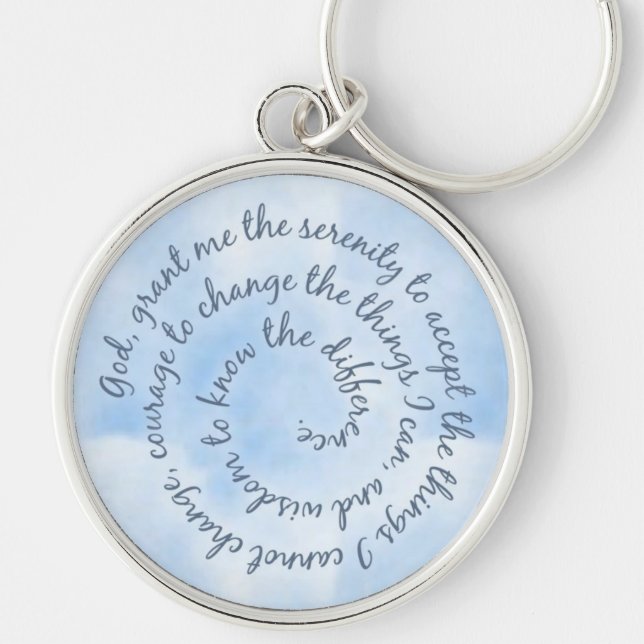 Nyckelkedjan Himlar Serenity Prayer Keychain Rund Silverfärgad Nyckelring (Framsidan)
