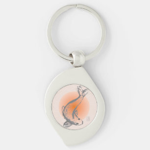 Nyckelkedjan Koi Fish Swirl Metall Silverfärgad Nyckelring