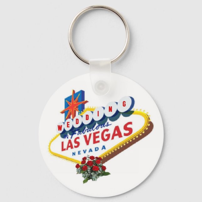 Nyckelkedjan Las Vegas Röd ros Bröllop Nyckelring (Framsida)