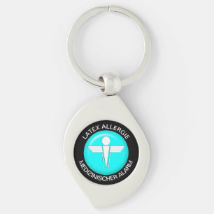 Nyckelkedjan LATEX ALLERGIE Medical Alert Metall Swirl Silverfärgad Nyckelring