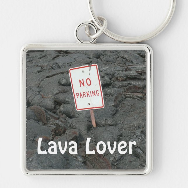 Nyckelkedjan Lava Älskare Fyrkantig Silverfärgad Nyckelring (Framsidan)