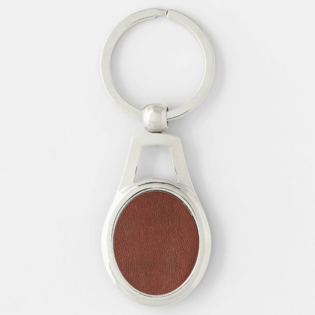 Nyckelkedjan Leather Metall Ovalt Silverfärgad Nyckelring (Framsidan)