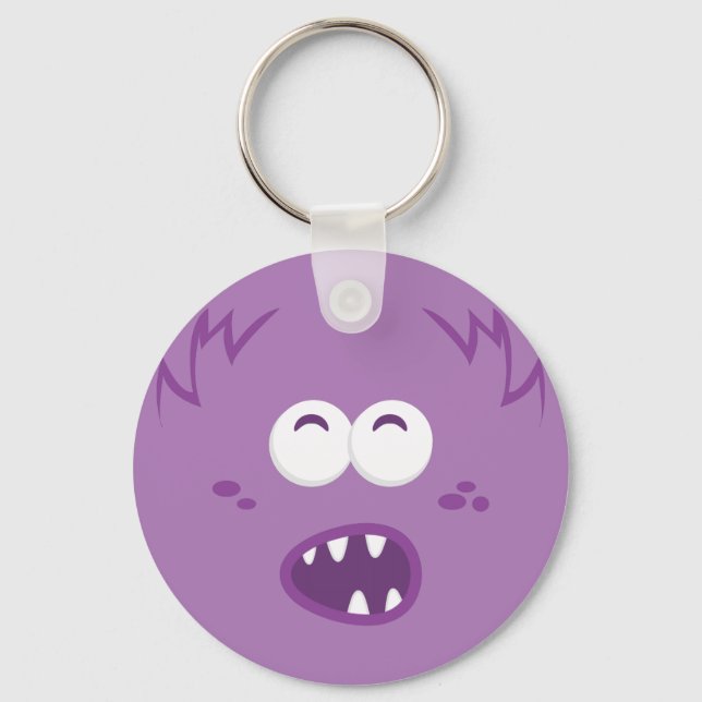 Nyckelkedjan lila Monster Ansikte Nyckelring (Framsida)