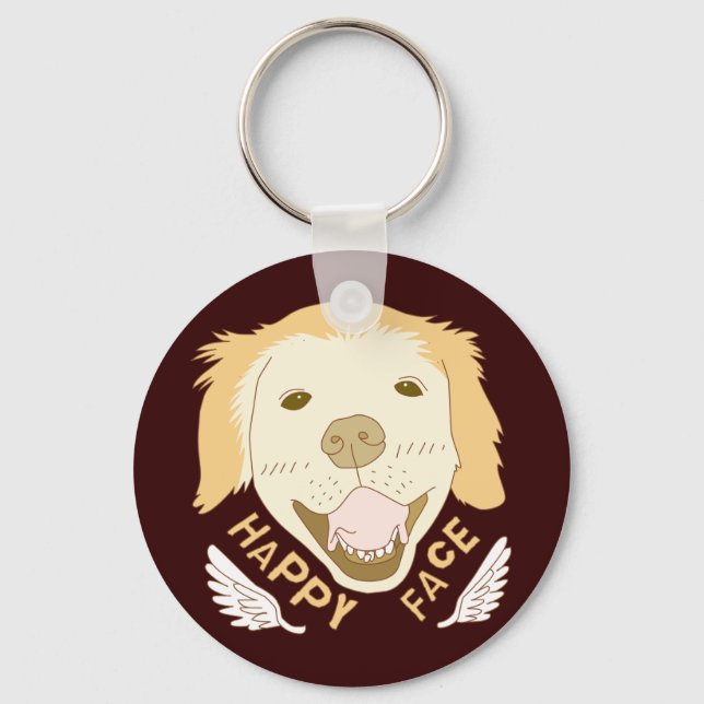 Nyckelkedjan Lycklig Ansikte Hund Doodle Art Keych Nyckelring (Framsida)