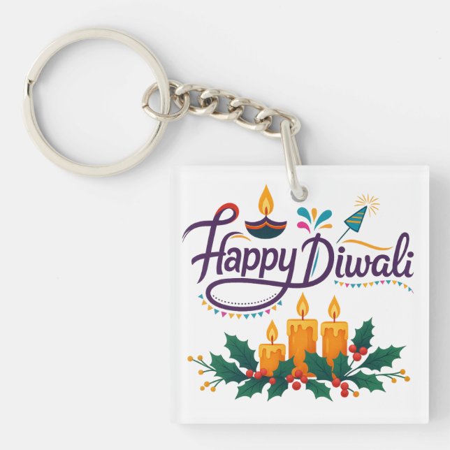 Nyckelkedjan lycklig Diwali Square (Framsidan)