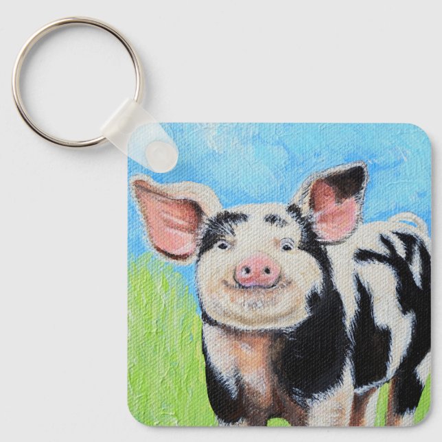 Nyckelkedjan lycklig Little Pig Paing Keychain Nyckelring (Framsida)