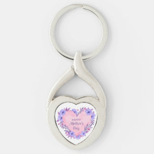 Nyckelkedjan Lycklig Mors dag Twisted Heart Silverfärgad Nyckelring