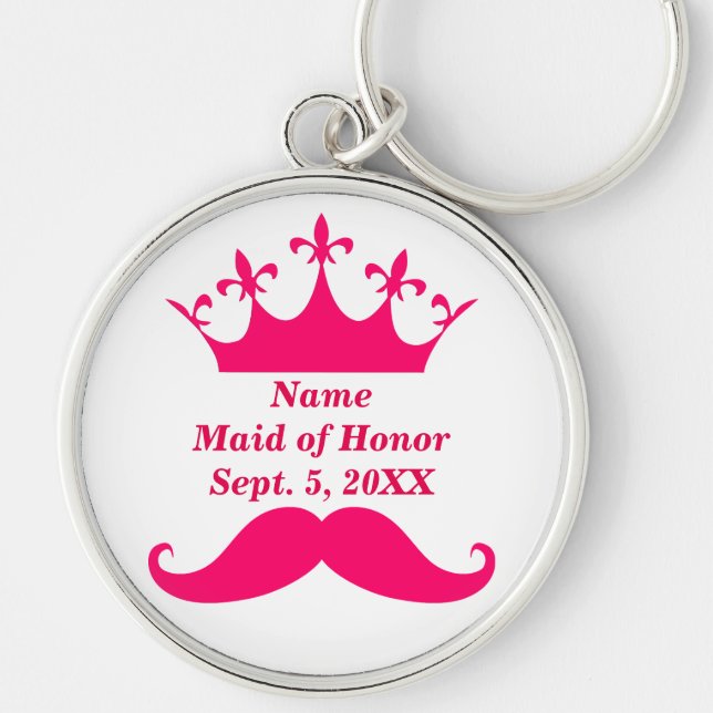 Nyckelkedjan Maid of honor Premium Keychain Rund Silverfärgad Nyckelring (Framsidan)