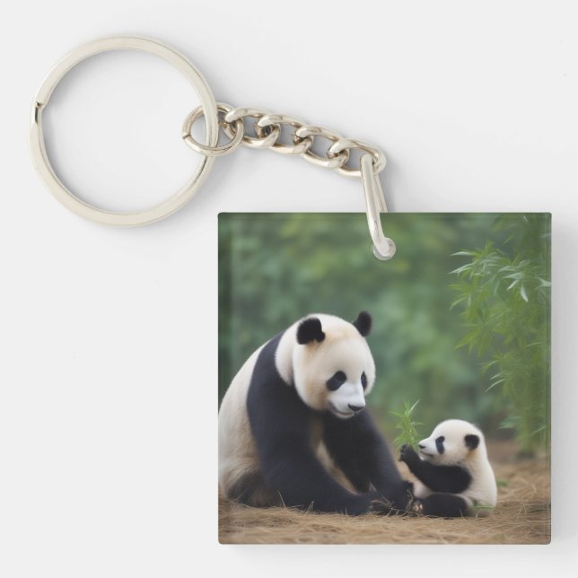 Nyckelkedjan Mamma Panda och Baby (Framsidan)