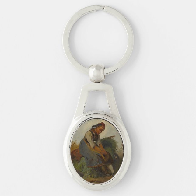 Nyckelkedjan metall ovalt silverfärgad nyckelring (Framsidan)