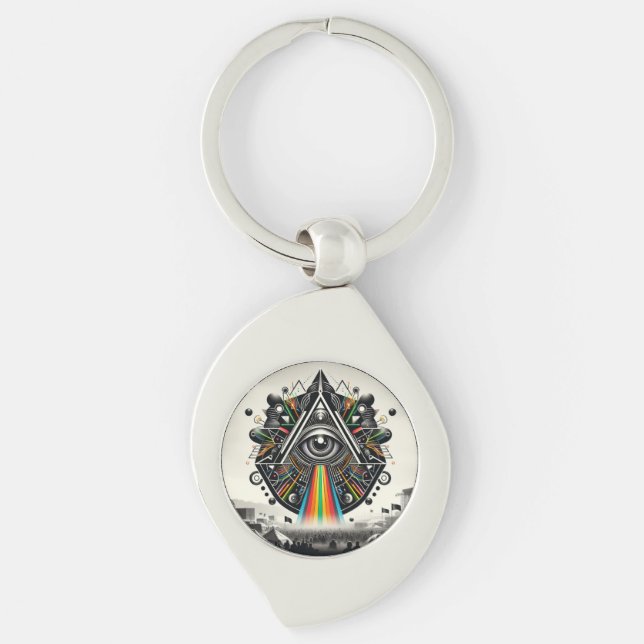 Nyckelkedjan metall swirl silverfärgad nyckelring (Framsidan)