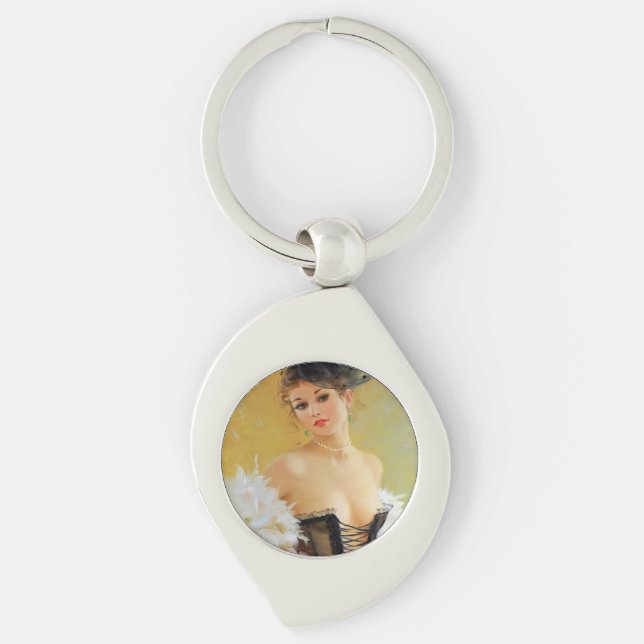 Nyckelkedjan metall swirl silverfärgad nyckelring (Framsidan)