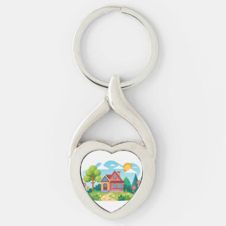 Nyckelkedjan metall twisted heart silverfärgad nyckelring