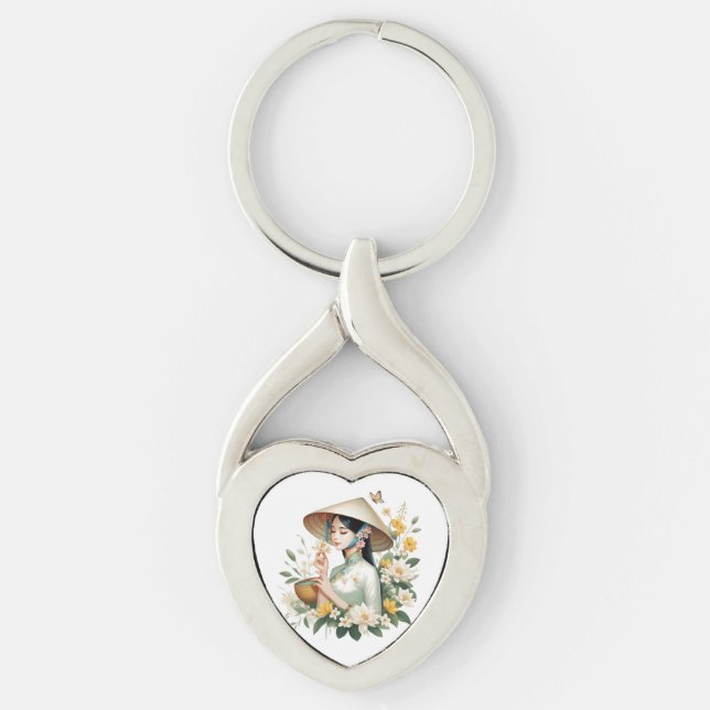 Nyckelkedjan metall twisted heart silverfärgad nyckelring (Framsidan)