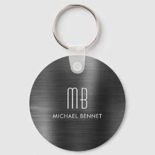 Nyckelkedjan Monogram Black Faux Brushed Metall Nyckelring