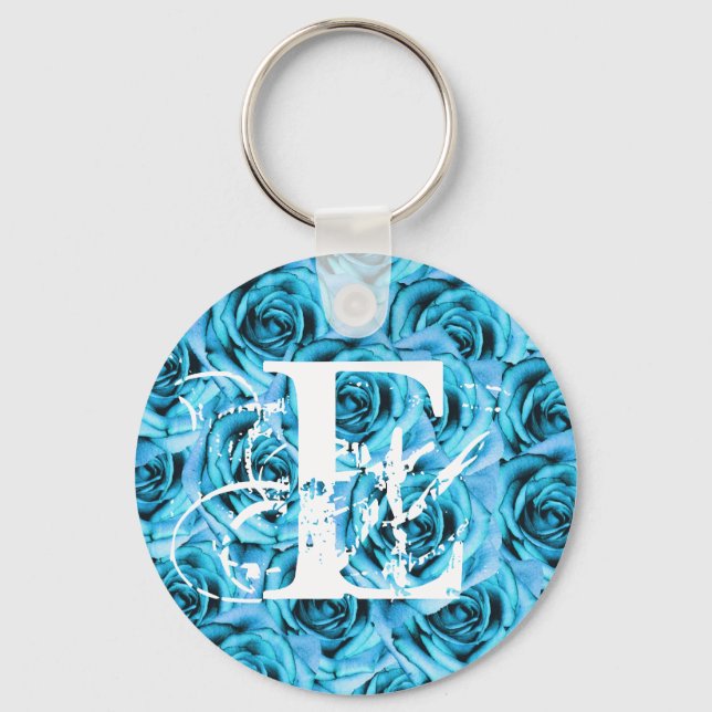 Nyckelkedjan Monogram Brev E Ice Blue Ro Nyckelring (Framsida)