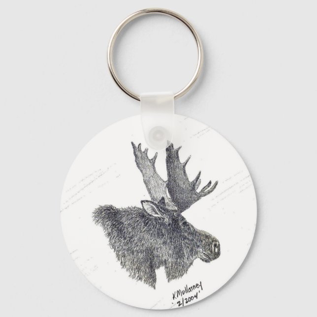 Nyckelkedjan Moose porträtt Nyckelring (Framsida)