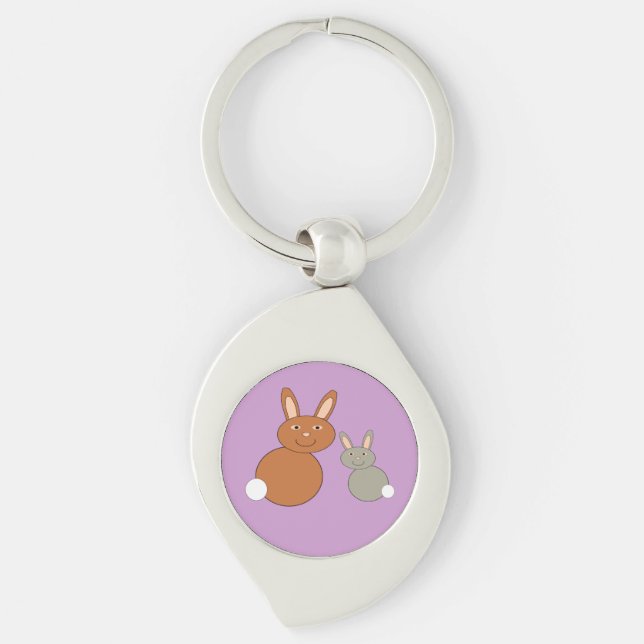 Nyckelkedjan mors dag Bunnies Swirl Silverfärgad Nyckelring (Framsidan)