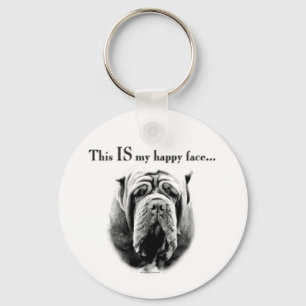 Nyckelkedjan Neapolitan Mastiff Lycklig Ansikte Nyckelring