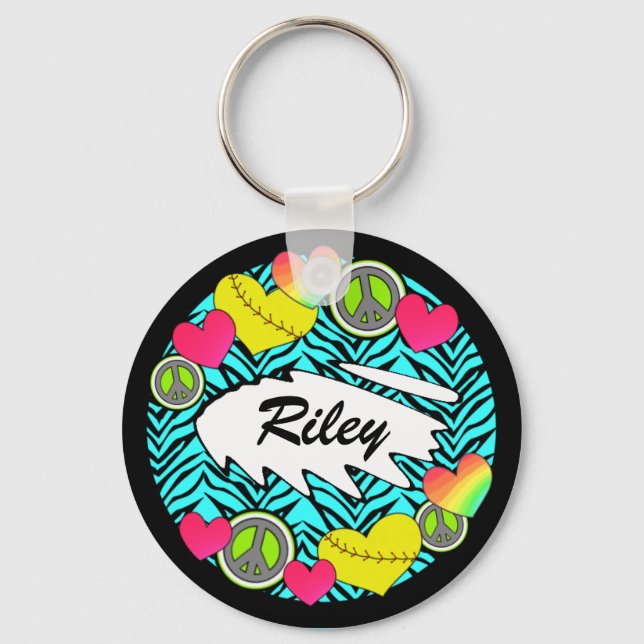 Nyckelkedjan Peace Kärlek Fastpitch Nyckelring (Framsida)