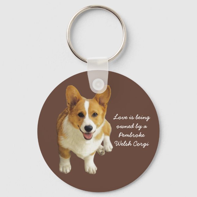 Nyckelkedjan Pembroke Welsh Corgi Lycklig Nyckelring (Framsida)