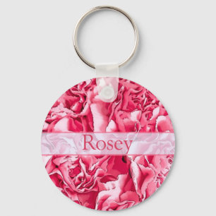 Nyckelkedjan personlig Artsy Rosa ros Namn Nyckelring