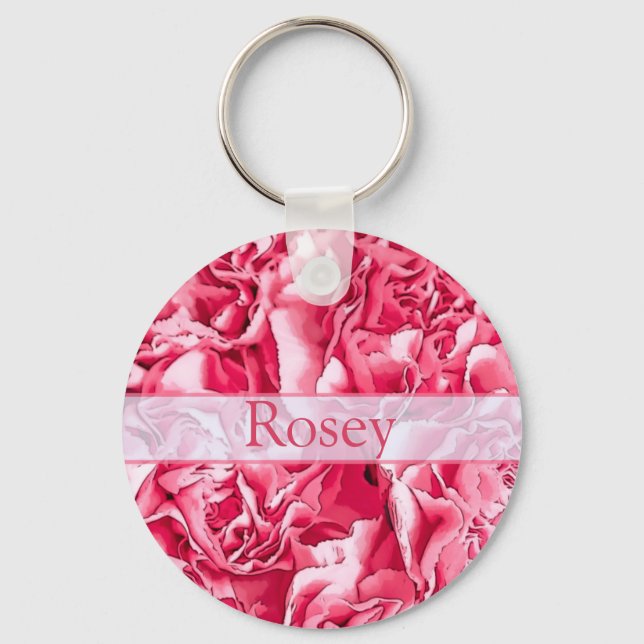Nyckelkedjan personlig Artsy Rosa ros Namn Nyckelring (Framsida)