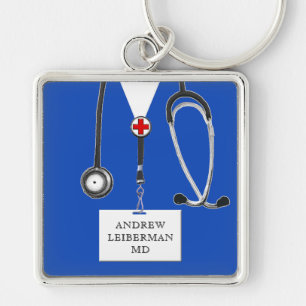 Nyckelkedjan personlig Doktor Fyrkantig Silverfärgad Nyckelring