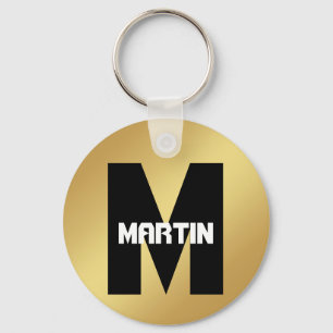Nyckelkedjan personlig Namn och guld i monogram Nyckelring