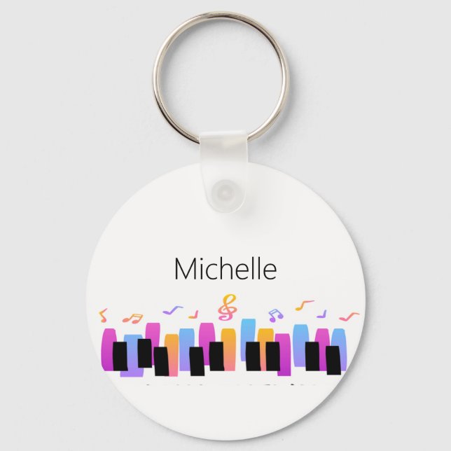 Nyckelkedjan Piano Tangentbord & Musik noter Nyckelring (Framsida)