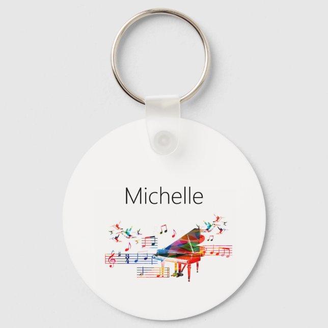 Nyckelkedjan Piano Tangentbord & Musik noter Nyckelring (Framsida)