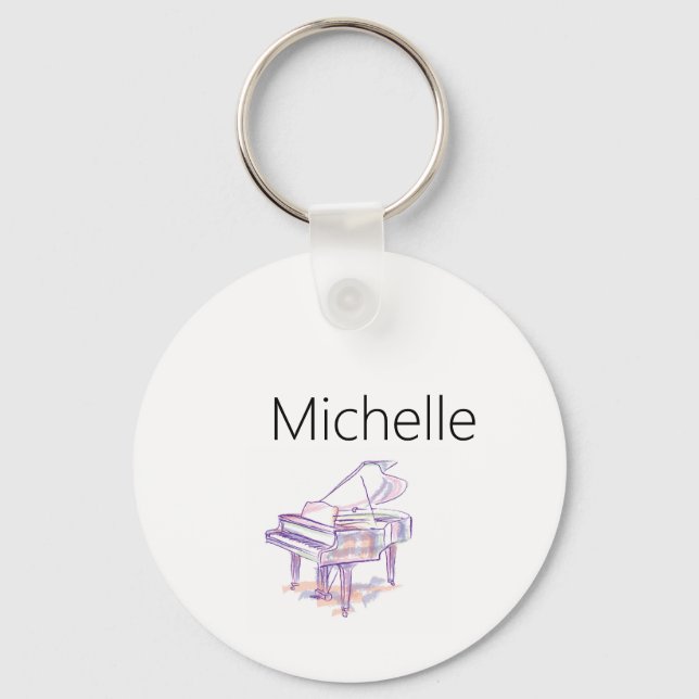 Nyckelkedjan Piano Tangentbord & Musik noter Nyckelring (Framsida)