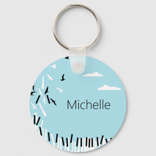 Nyckelkedjan Piano Tangentbord & Musik noter Nyckelring (Framsida)
