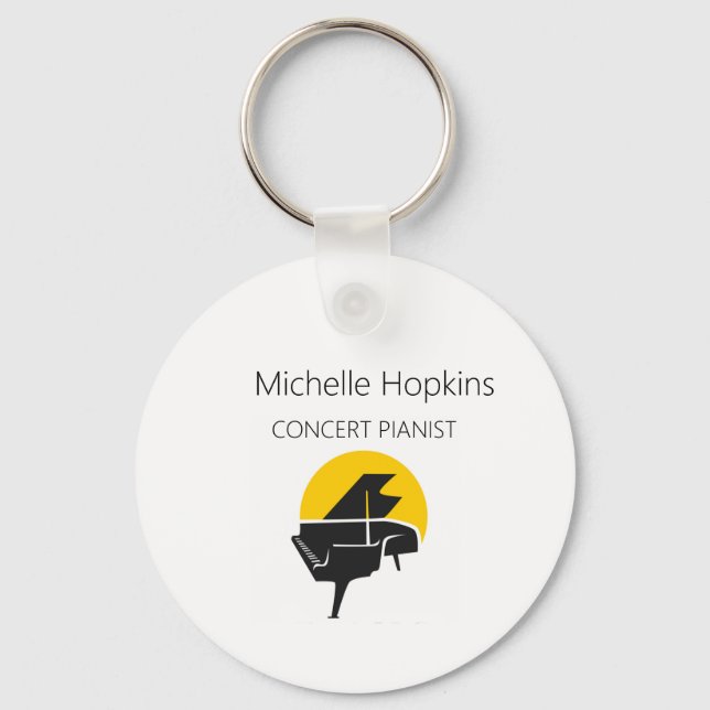 Nyckelkedjan Piano Tangentbord & Musik noter Nyckelring (Framsida)