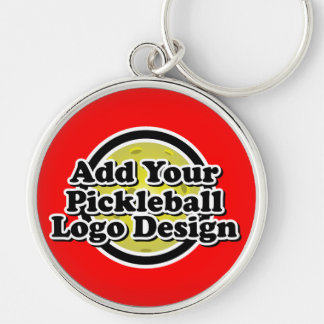 Nyckelkedjan Pickleball-Logotyp Rund Silverfärgad Nyckelring