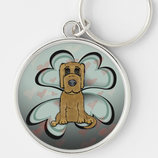 Nyckelkedjan Puppy Kärlek Rund Silverfärgad Nyckelring (Framsidan)
