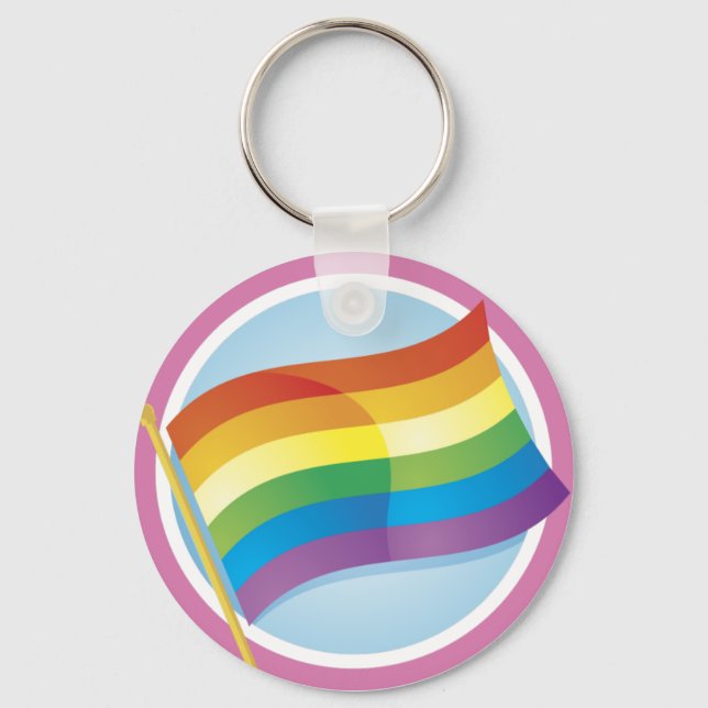 Nyckelkedjan Rainbow Flagga Logotyp Stil Nyckelring (Framsida)