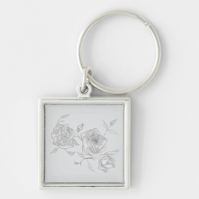 Nyckelkedjan ro fyrkantig silverfärgad nyckelring (Framsidan)