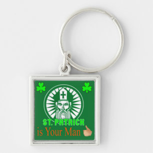 Nyckelkedjan saint patrick fyrkantig silverfärgad nyckelring