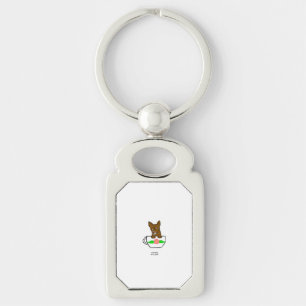 Nyckelkedjan tekopp Chihuahua Rectangle Keychain Rektangulärt Silverfärgad Nyckelring