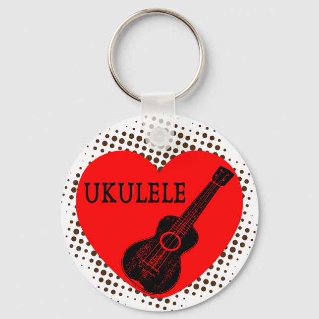 Nyckelkedjan Ukulele Kärlek Dot Mönster Nyckelring (Framsida)