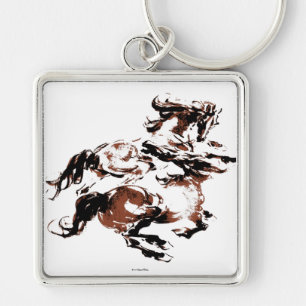 Nyckelkedjan vild Horses Fyrkantig Silverfärgad Nyckelring