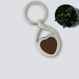 Nyckelkedjan Wildblommor mönster namn brunbruna Me Twisted Heart Silverfärgad Nyckelring