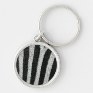Nyckelkedjan zebra ränder rund silverfärgad nyckelring